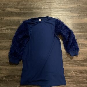 SHEIN Kids Casual Dress with Blue Fluffy Sleeves